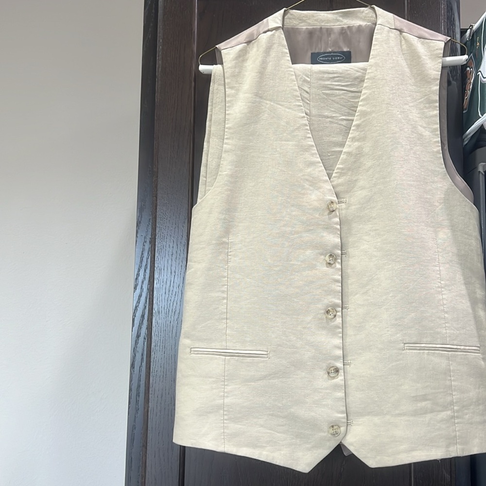 3 piece linen suit
